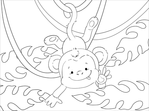 Cute Monkey Coloring Page